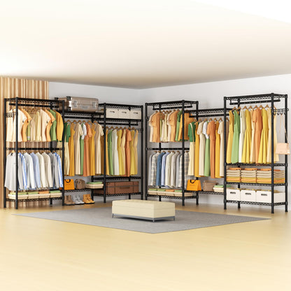 Heavy Duty Large Garment Rack with Shelves & Rods
