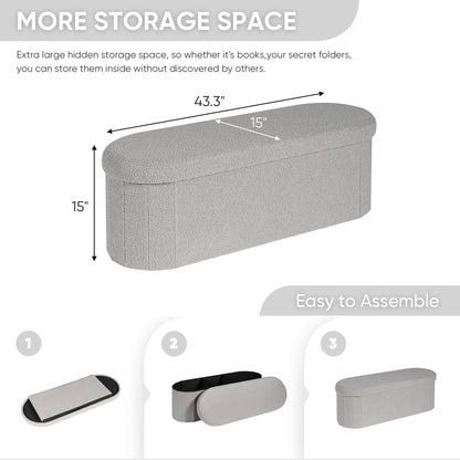 FSOBEIIALEO 43.3" Sherpa Storage Ottoman Bench