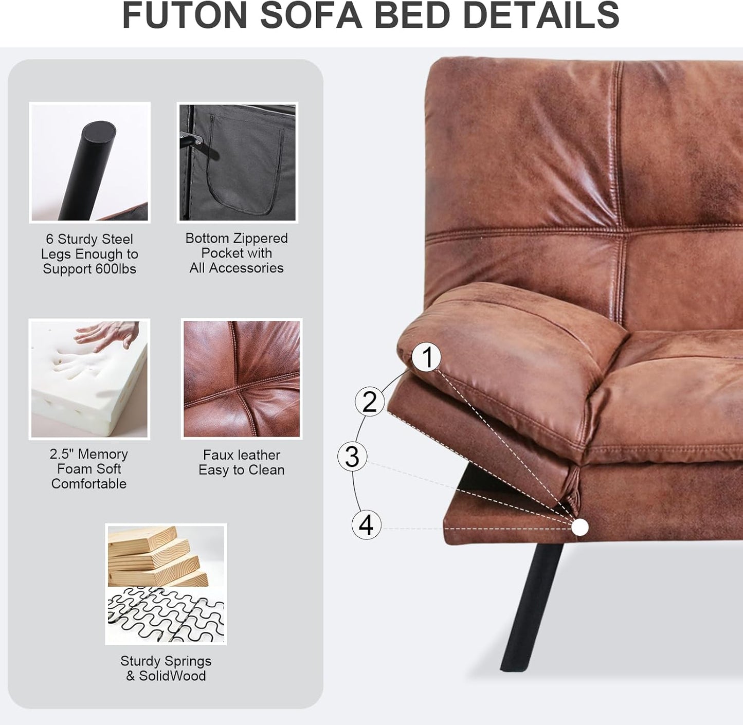 Vipbear Grey Futon Sofa Bed 71"