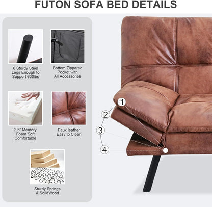 Vipbear Grey Futon Sofa Bed 71"