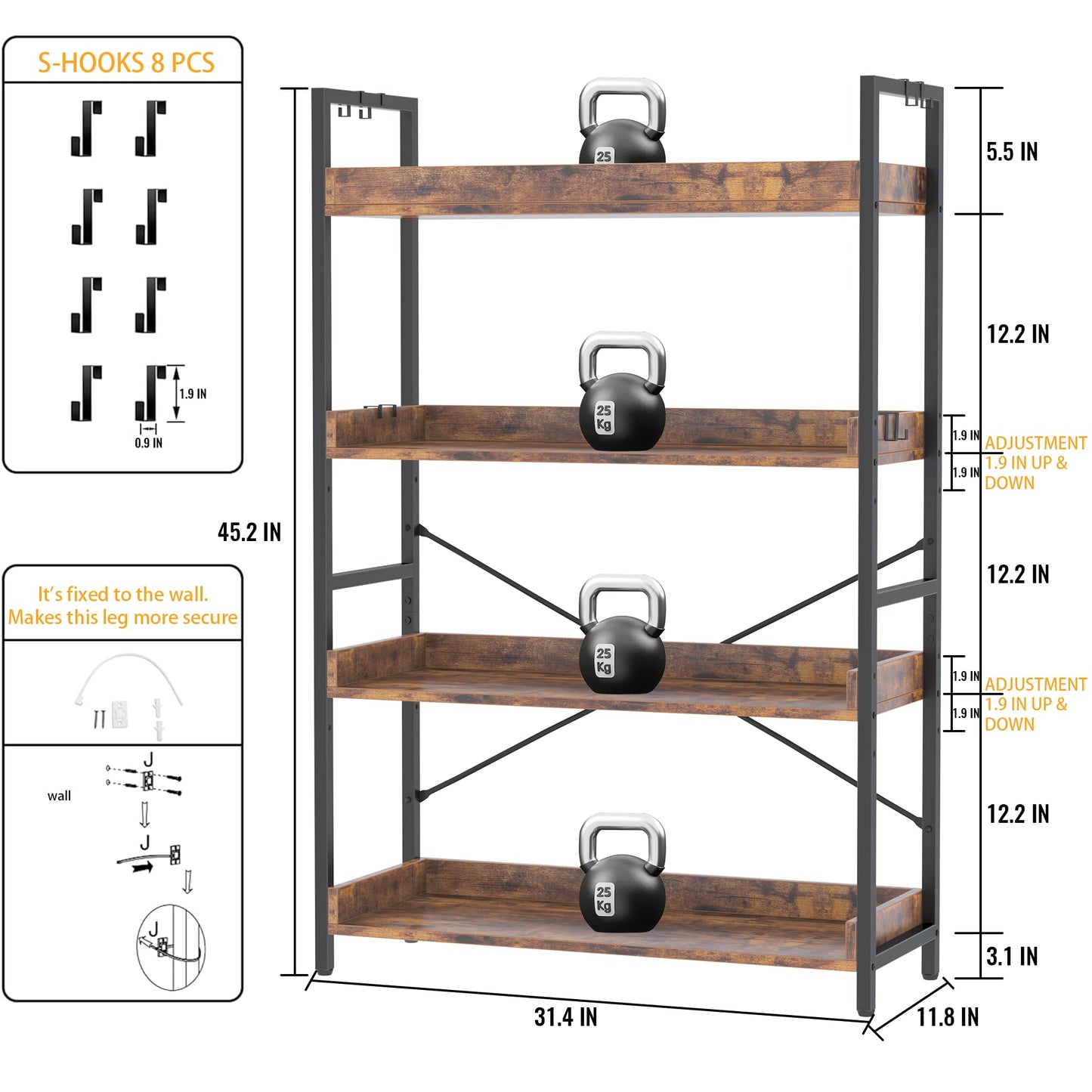 HCHQHS 6-Tier Bookcase