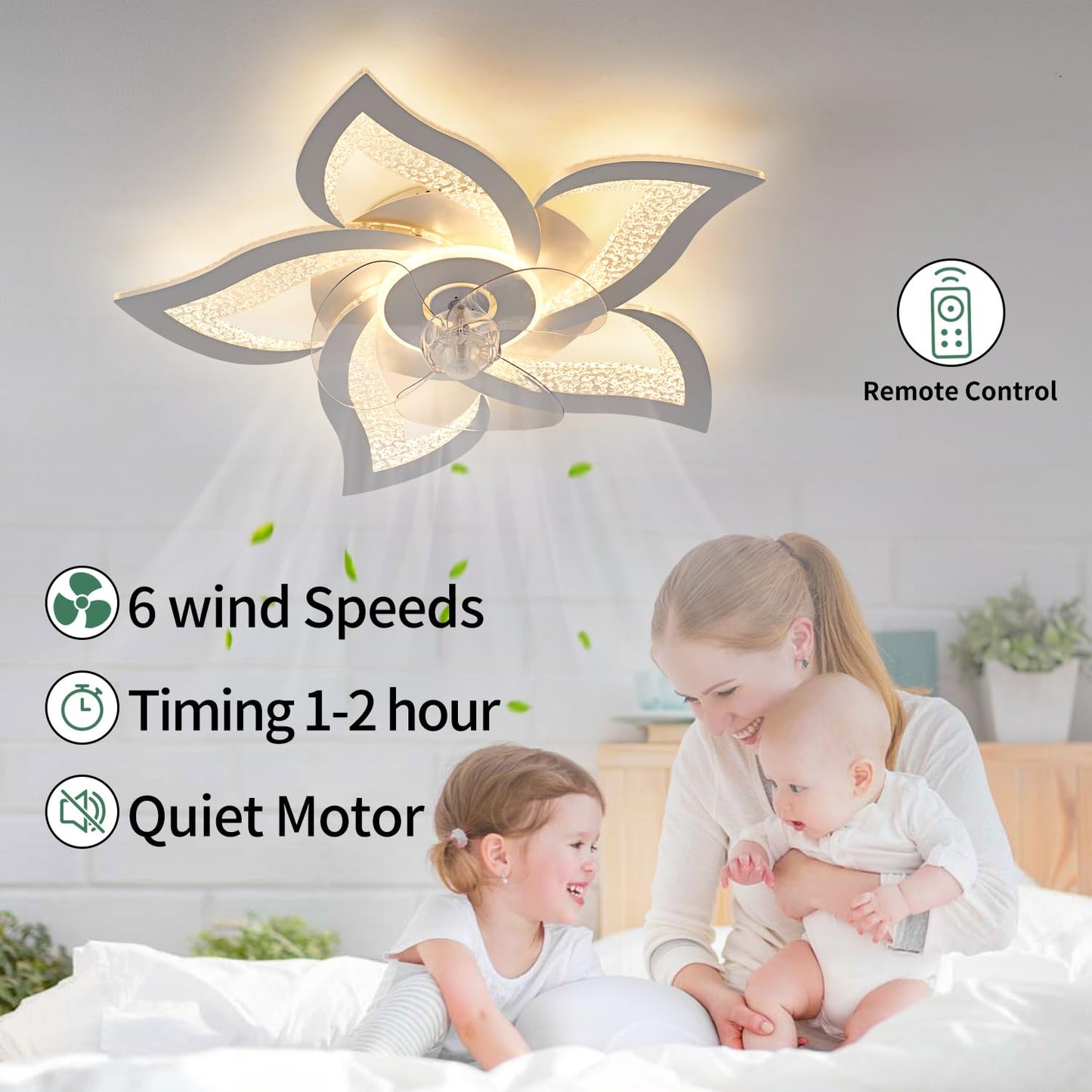 32" Black Ceiling Fan with Light