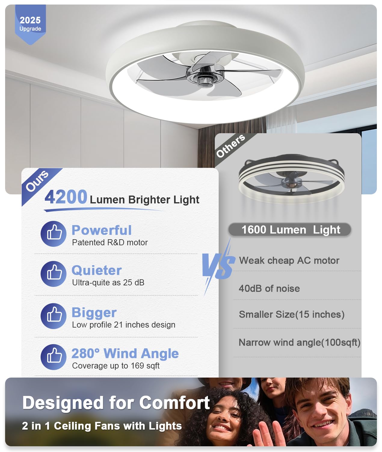20" Black Ceiling Fan Light