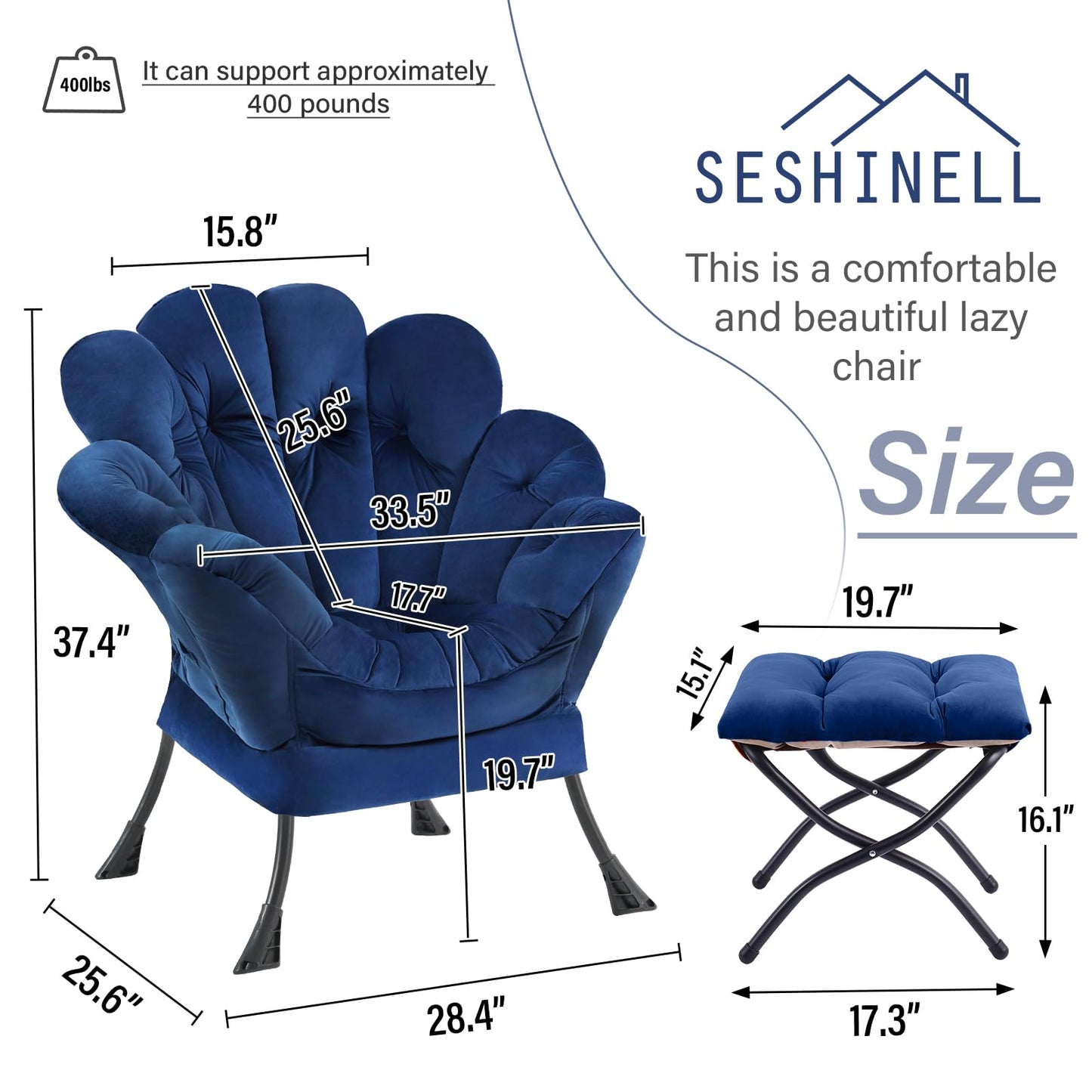 Butterfly Chair with Ottoman – Khaki Velvet