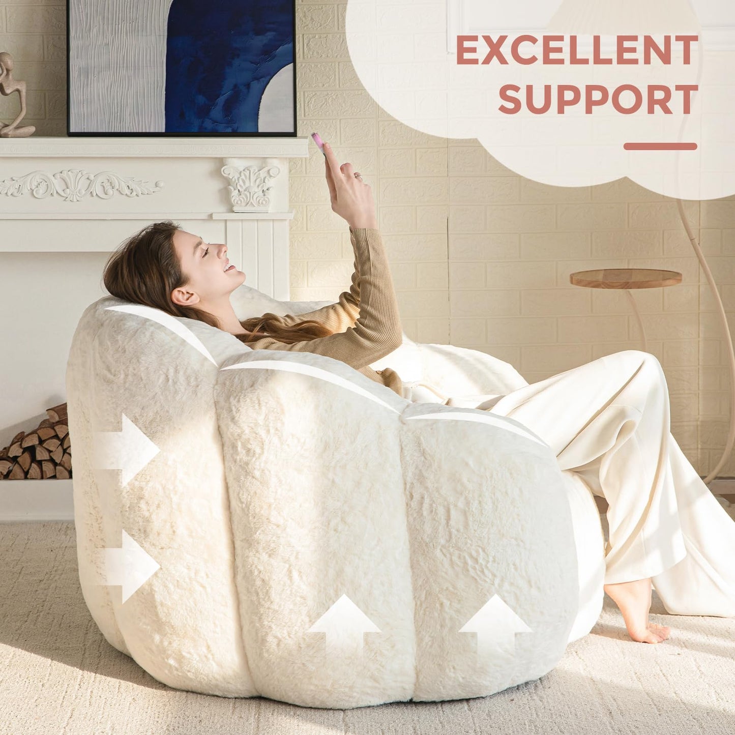 MAXYOYO Floral Bean Bag Chair – Beige