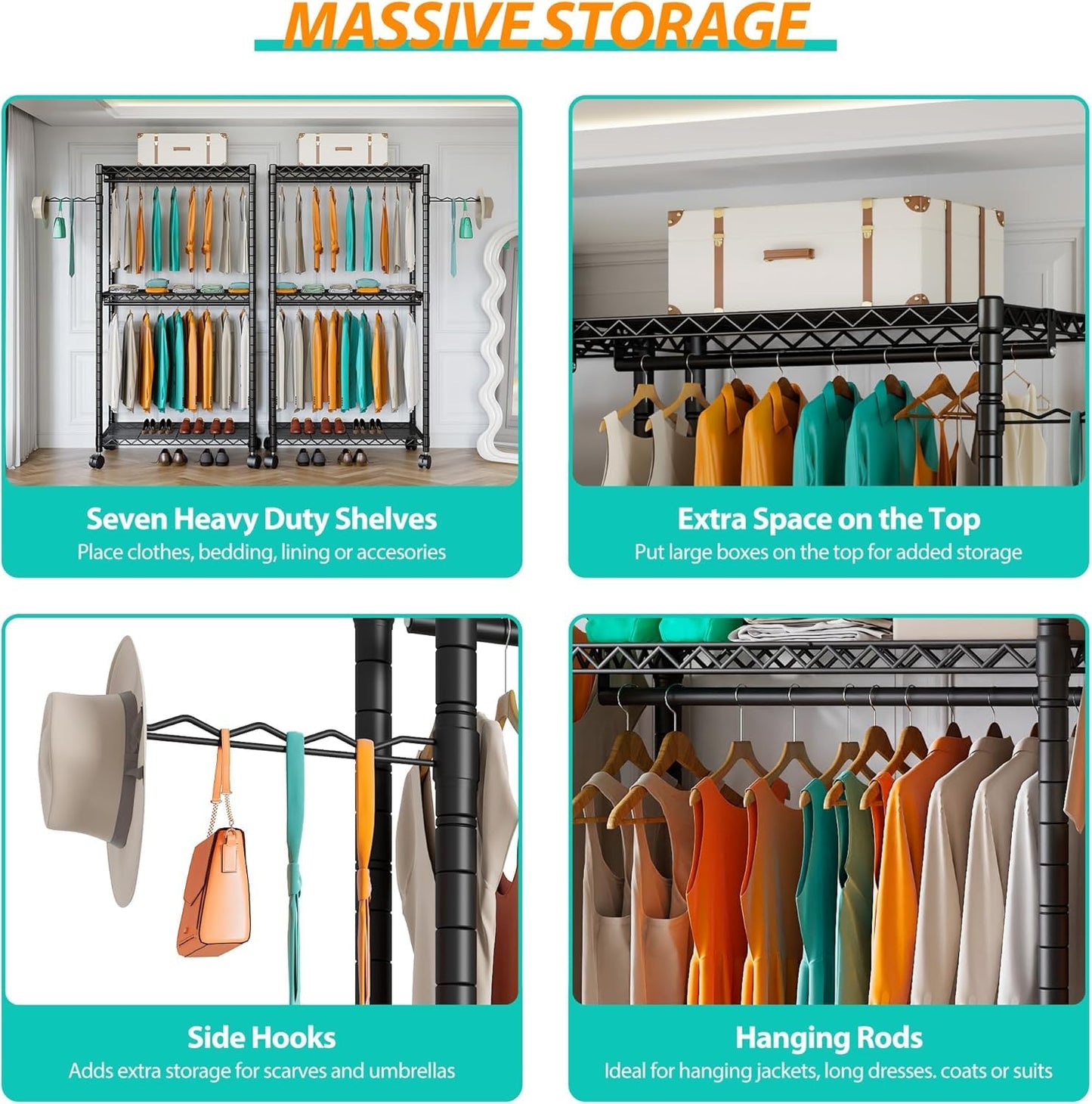 PUNION 7-Tier Portable Garment Rack