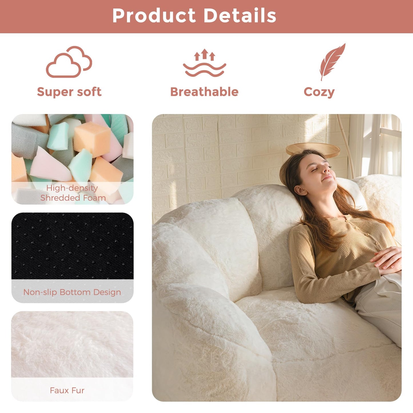 MAXYOYO Floral Bean Bag Chair – Beige