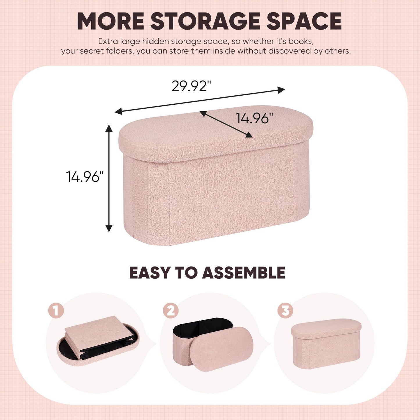 FSOBEIIALEO 43.3" Sherpa Storage Ottoman Bench