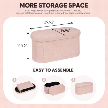 FSOBEIIALEO 43.3" Sherpa Storage Ottoman Bench