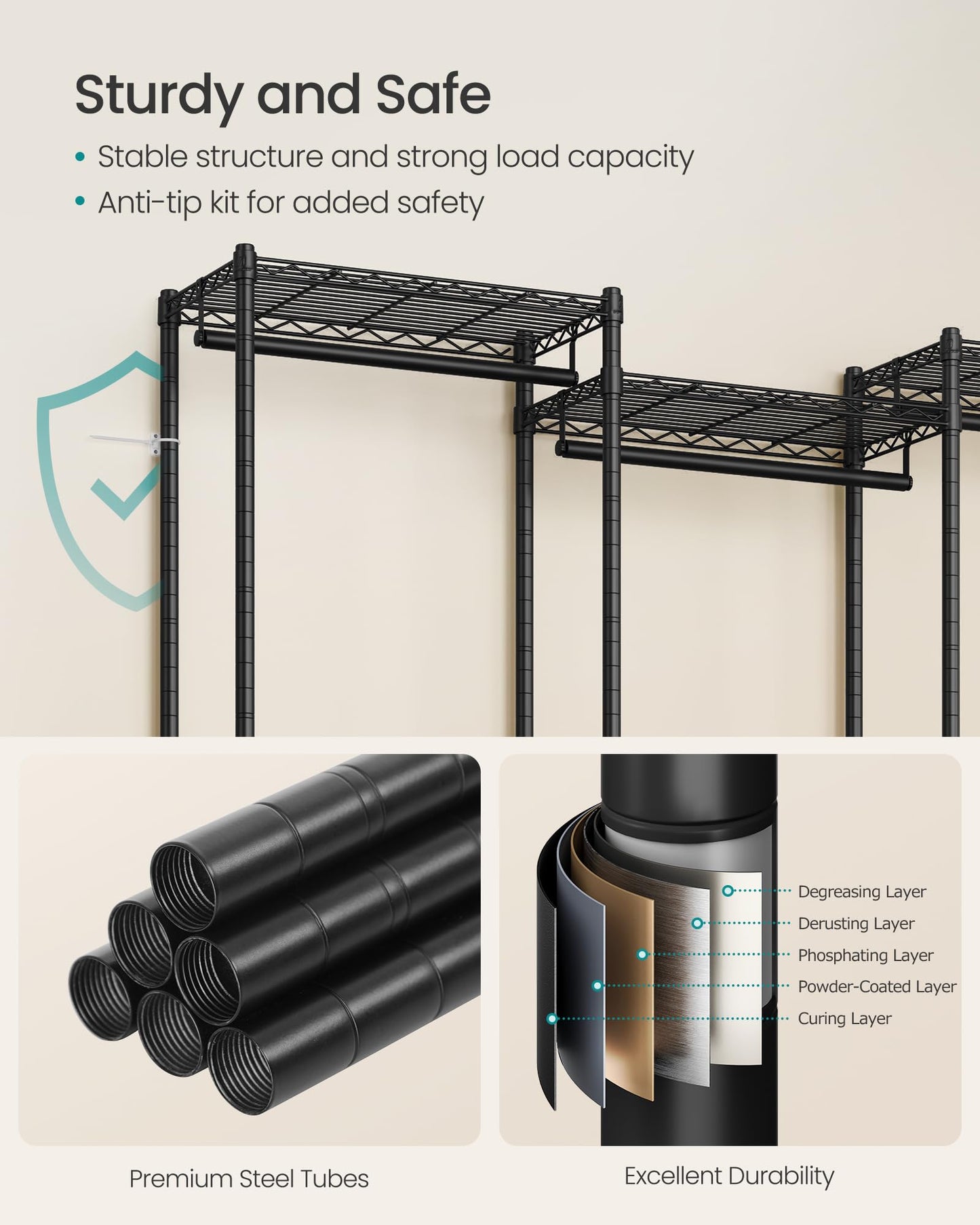 SONGMICS Heavy-Duty Portable Clothes Rack