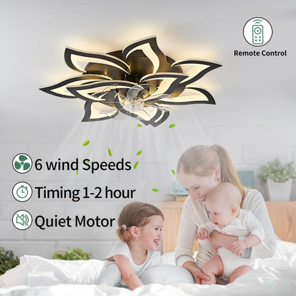 32" Black Ceiling Fan with Light