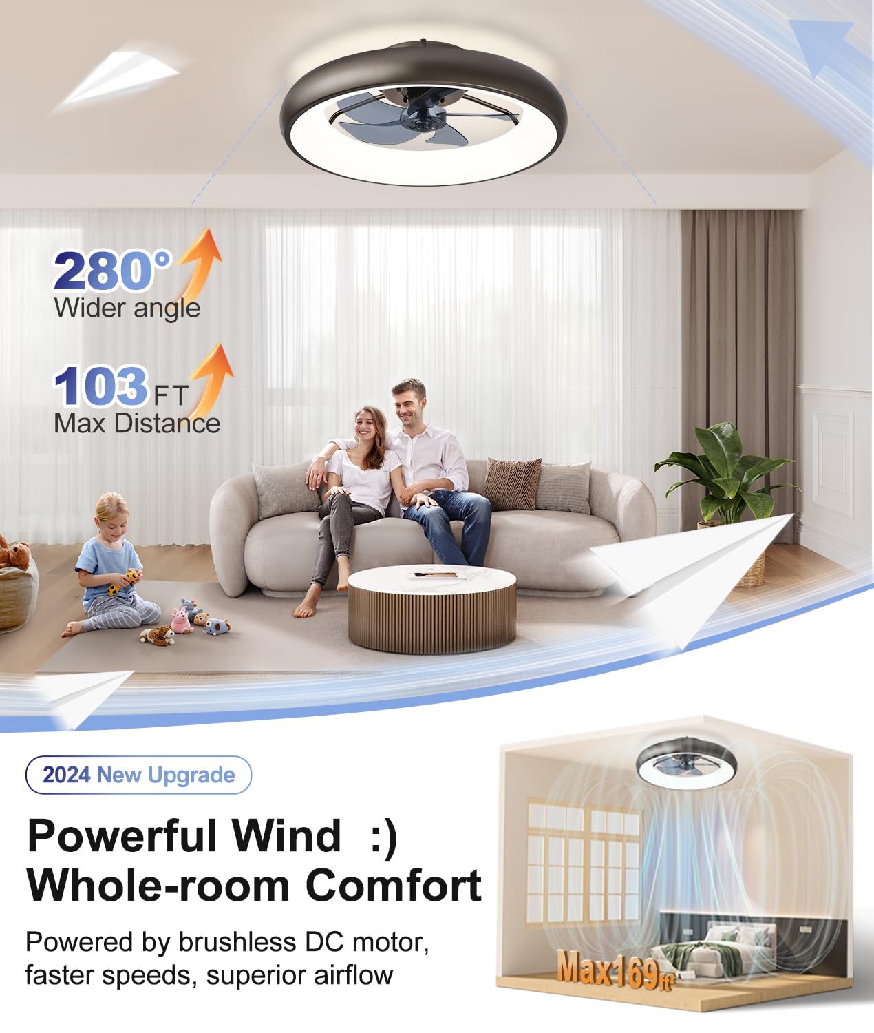 20" Black Ceiling Fan Light