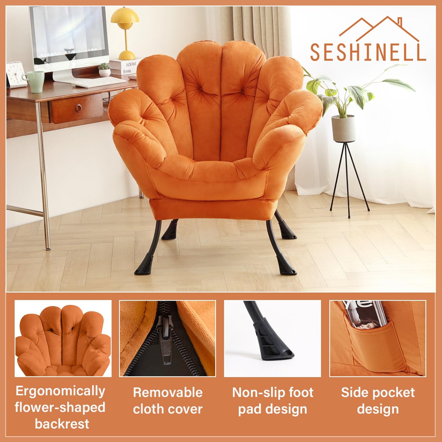 Butterfly Chair with Ottoman – Khaki Velvet