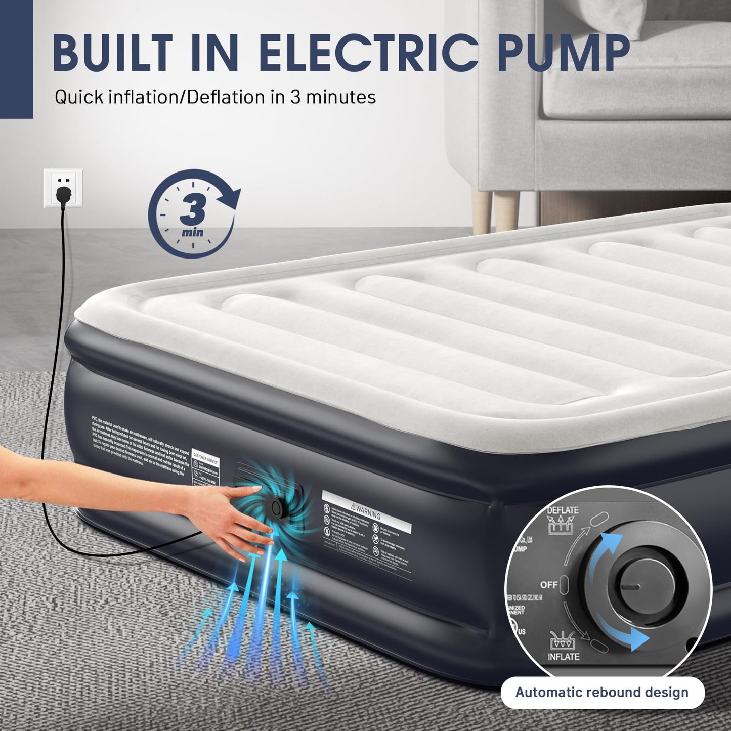 18" Queen Air Mattress with Built-In Pump
