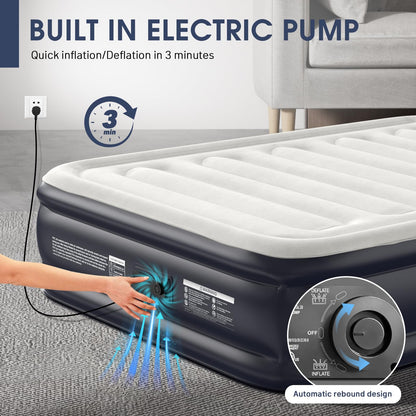 18" Queen Air Mattress with Built-In Pump
