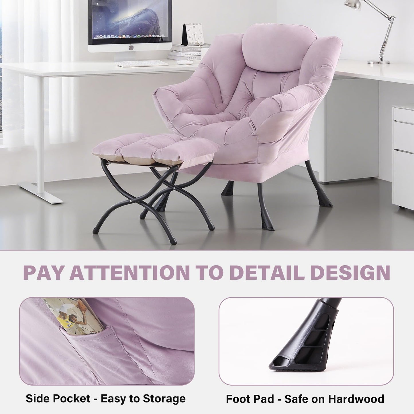 Tiita Velvet Lounge Chair with Ottoman