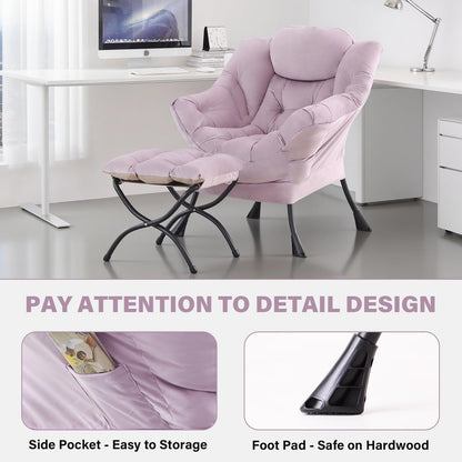 Tiita Velvet Lounge Chair with Ottoman