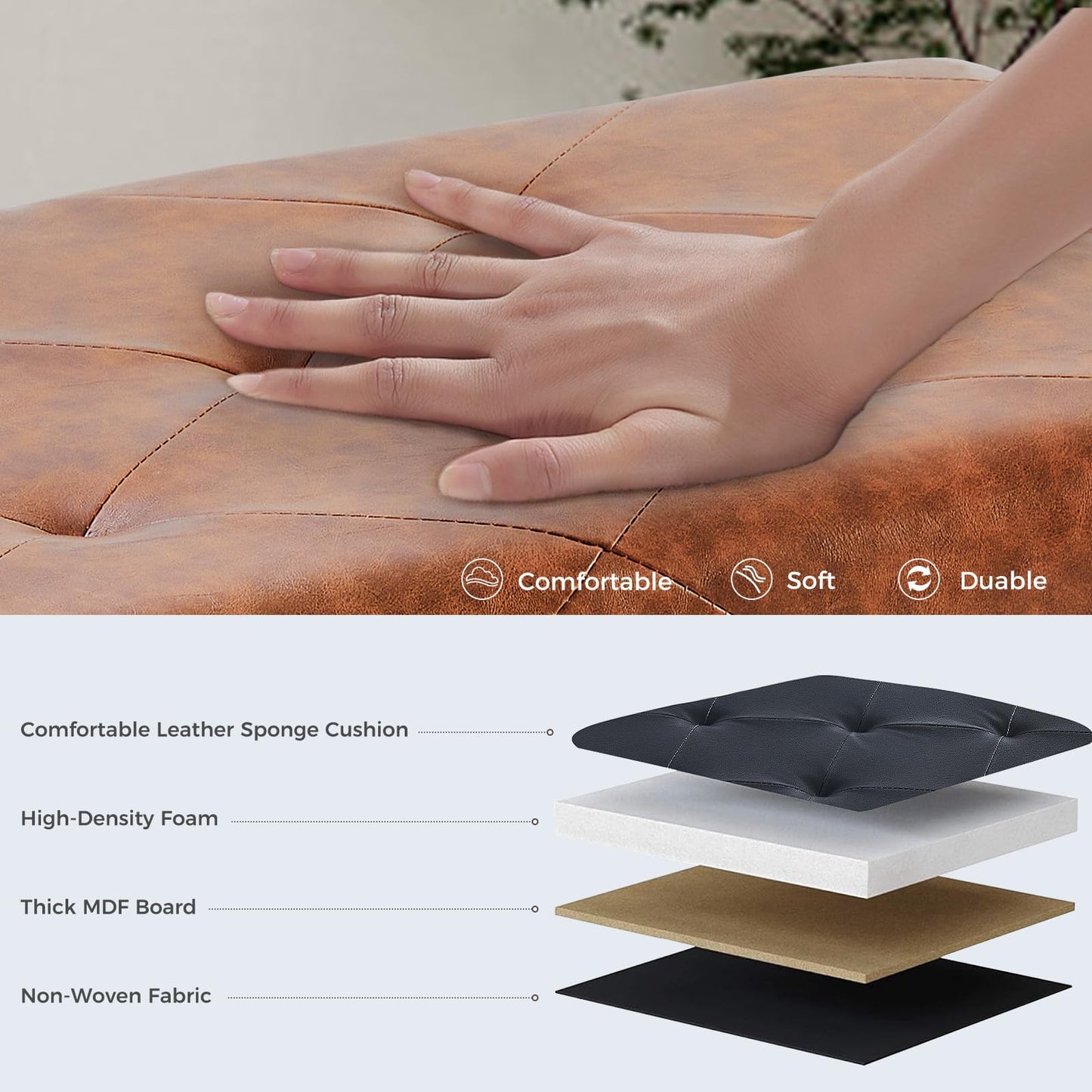 DUMOS 30" Foldable Storage Ottoman Bench