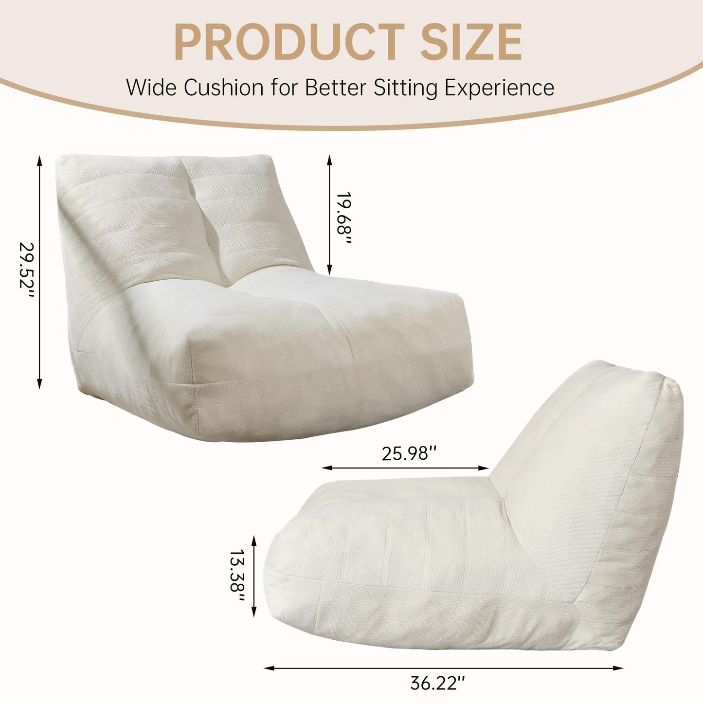 Beige Memory Foam Bean Bag Chair