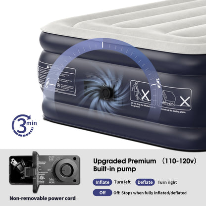 18" Full Air Mattress with Built-In Pump