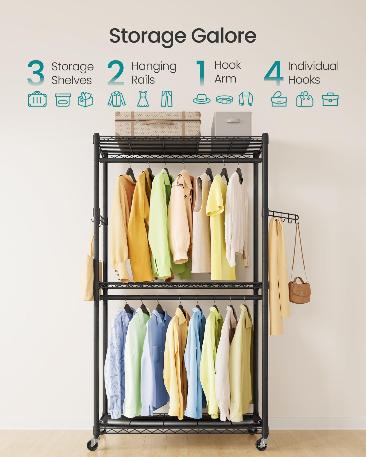 SONGMICS Heavy-Duty Portable Clothes Rack