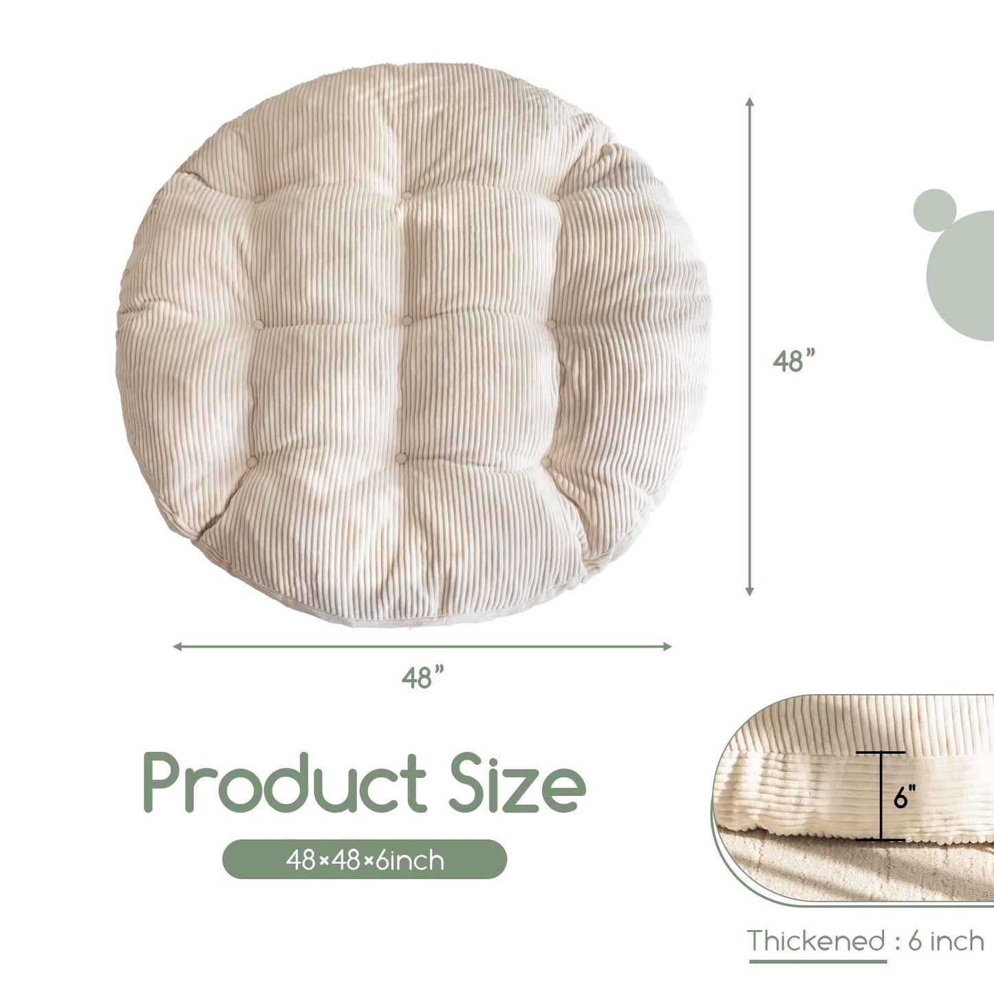 Papasan Chair Cushion 48" Green