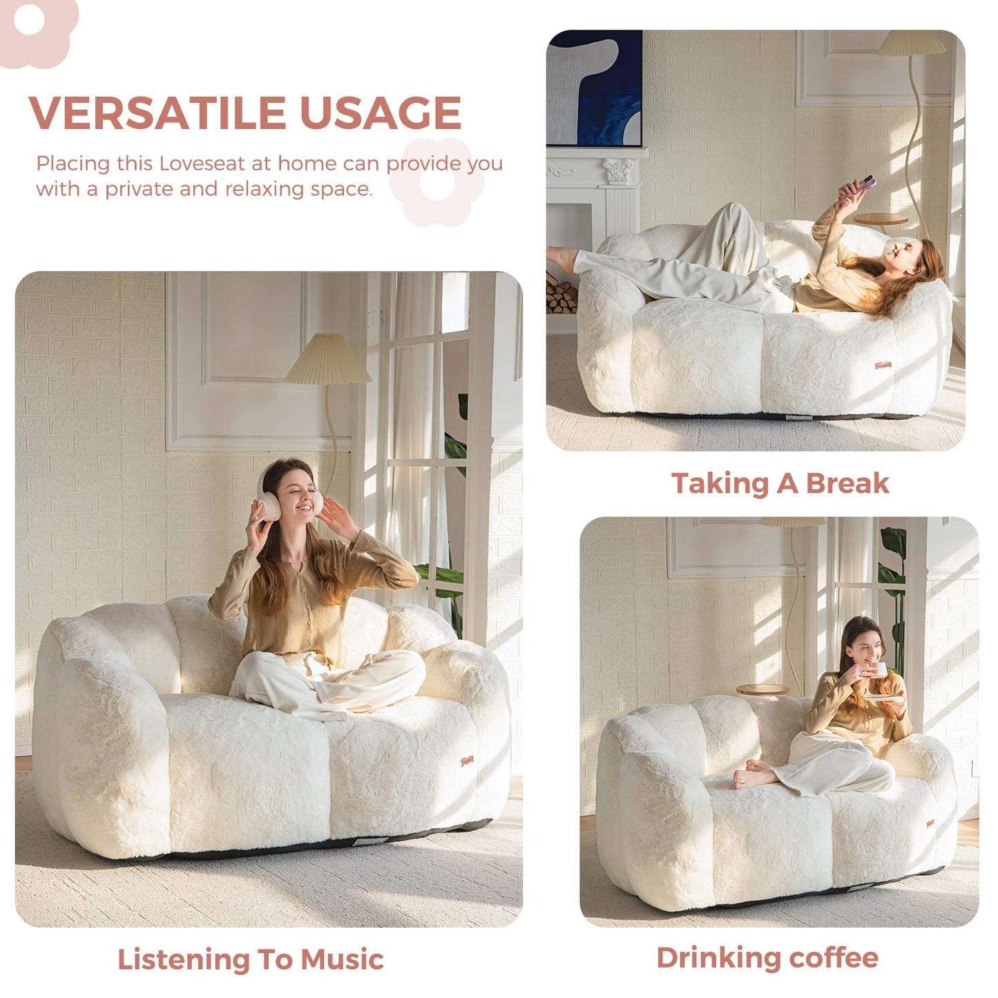 MAXYOYO Floral Bean Bag Chair – Beige