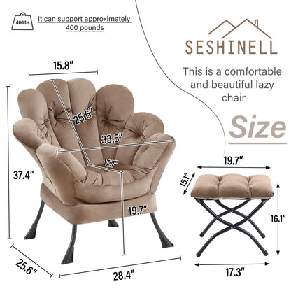 Butterfly Chair with Ottoman – Khaki Velvet