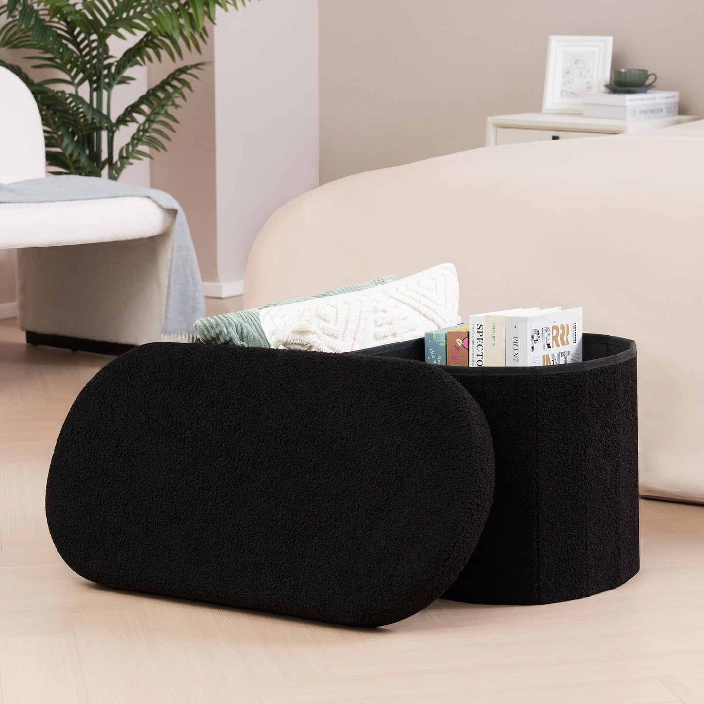 FSOBEIIALEO 43.3" Sherpa Storage Ottoman Bench