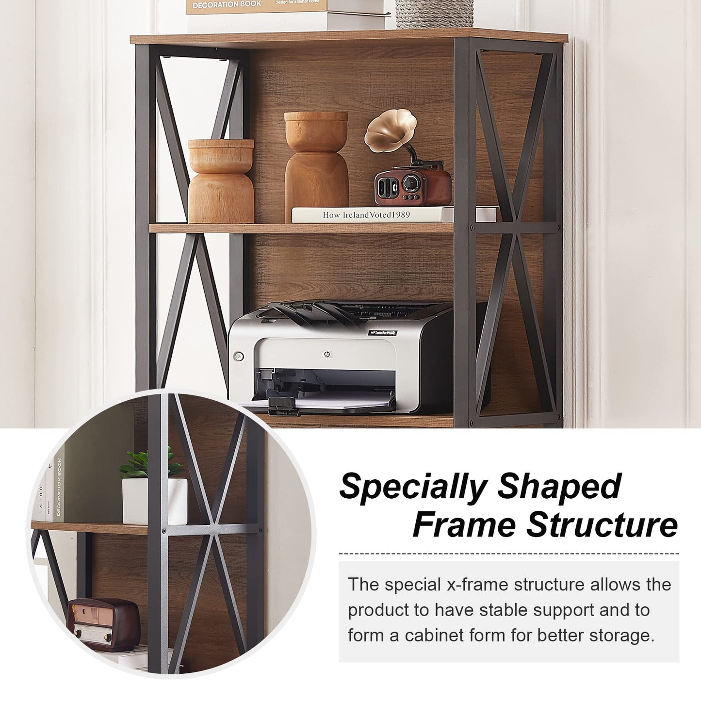 HOMISSUE 7-Tier Rustic Bookshelf