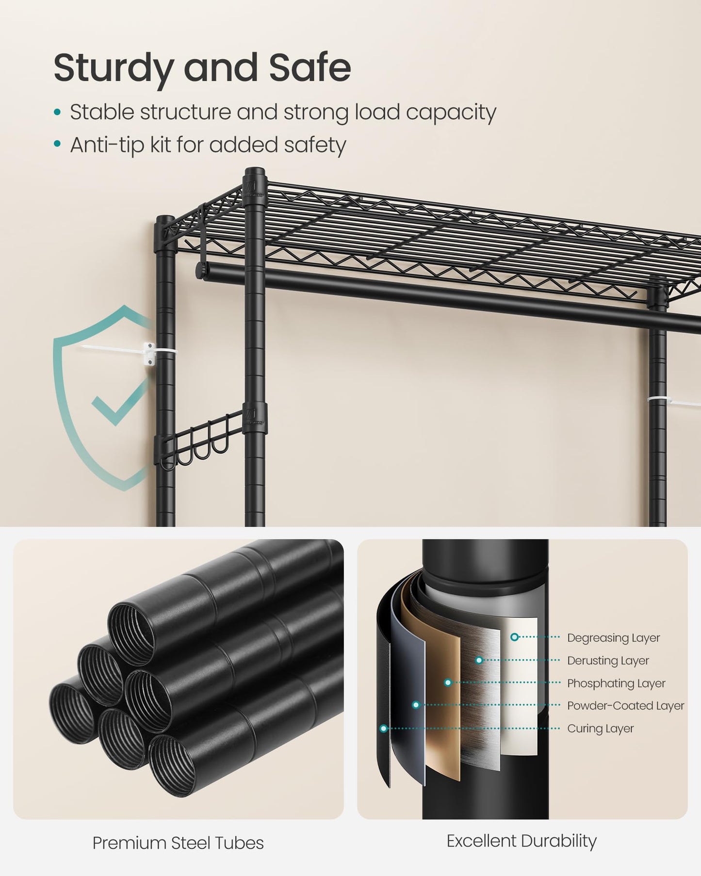 SONGMICS Heavy-Duty Portable Clothes Rack