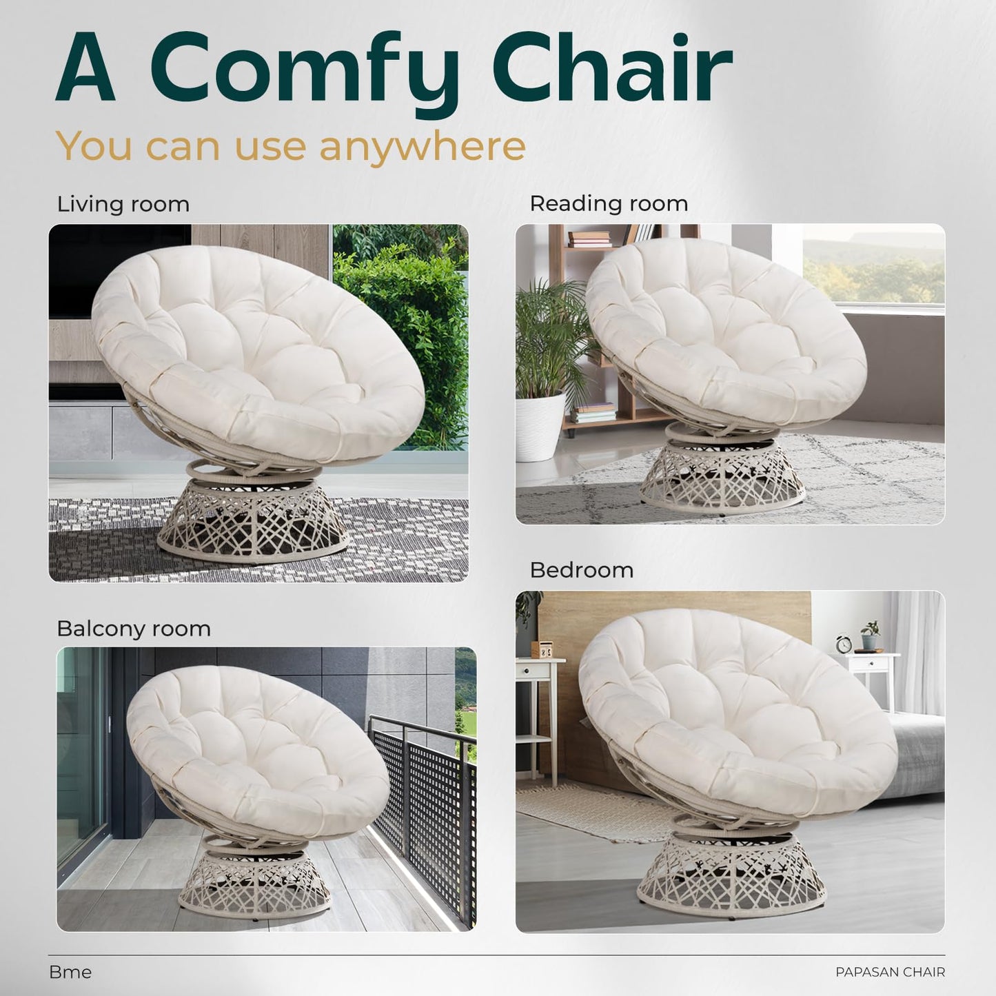 BME 40" Wicker Papasan Chair