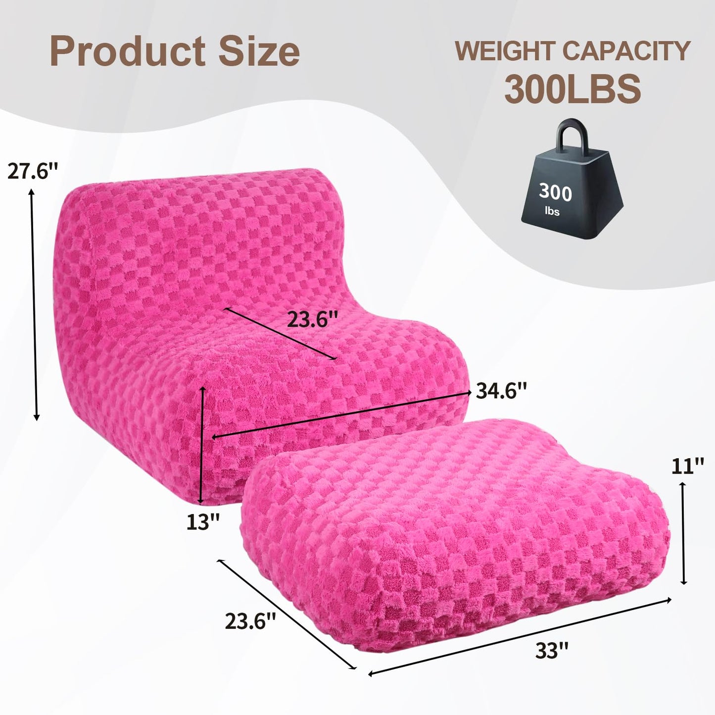 Cream Bean Bag Chair with Footstool