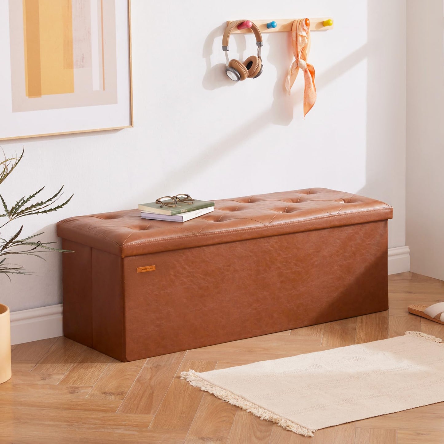 HAUSFRAU 31.5" Storage Ottoman Bench
