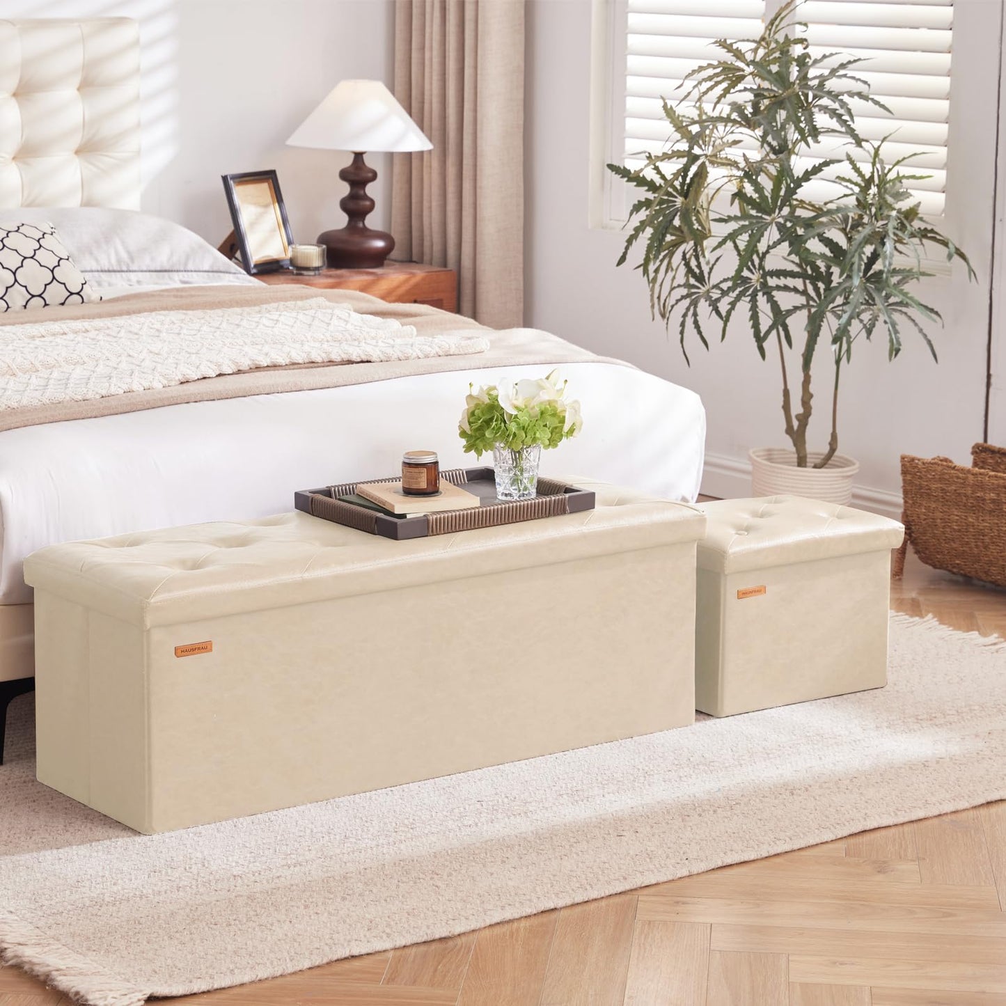 HAUSFRAU 31.5" Storage Ottoman Bench