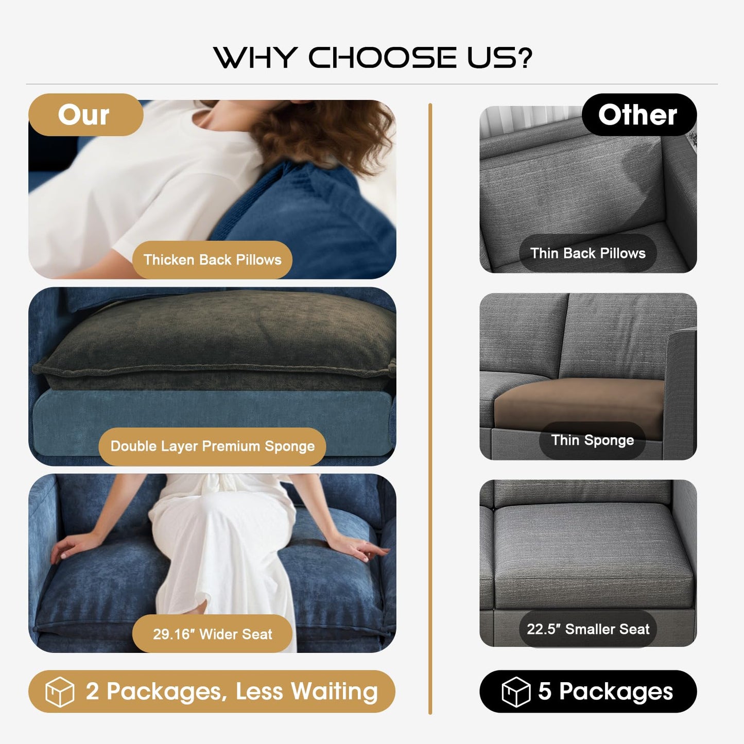 97" 5-Seater Modular Sofa – Beige