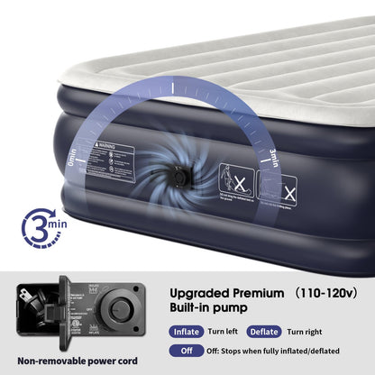 18" Full Air Mattress with Built-In Pump