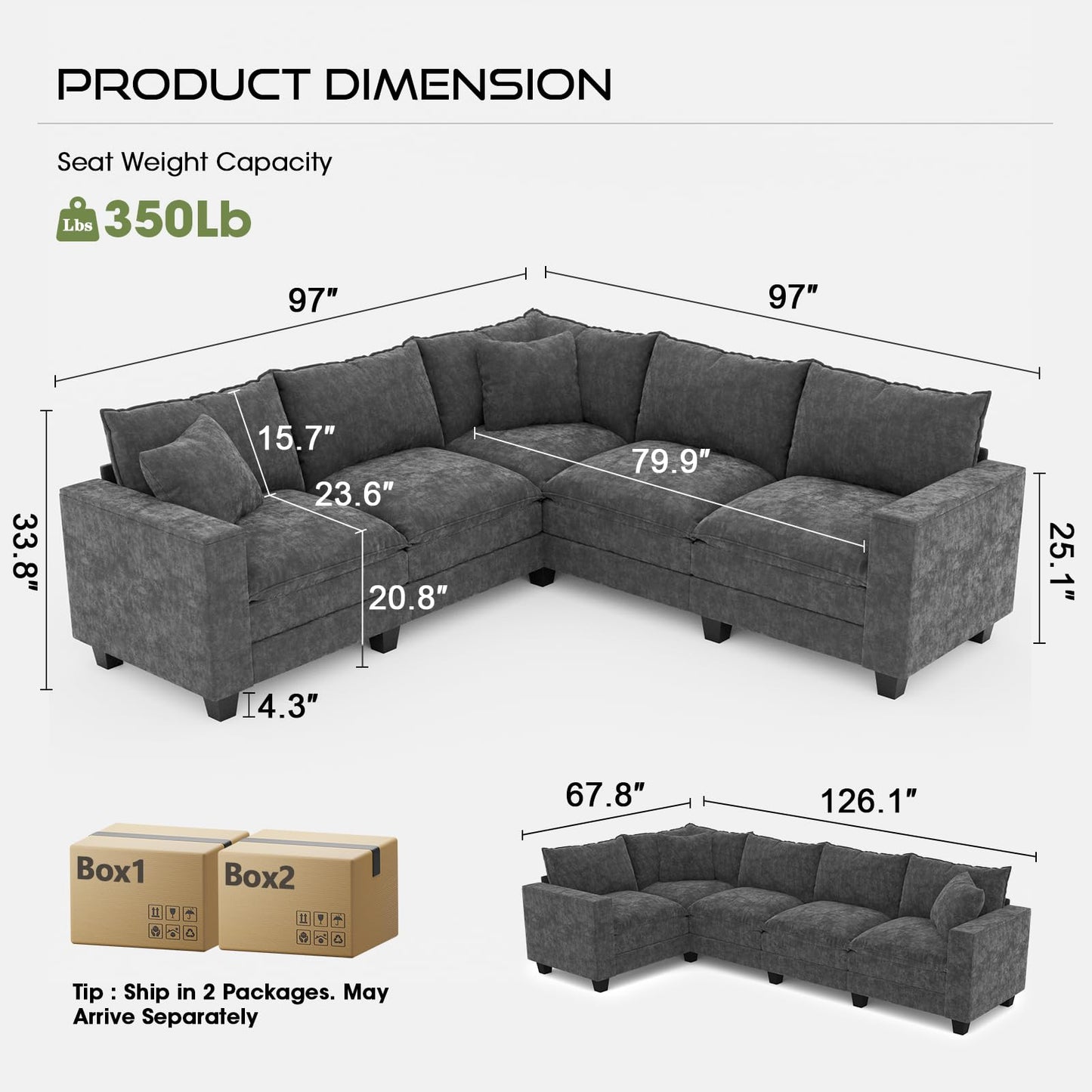 97" 5-Seater Modular Sofa – Beige