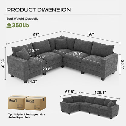 97" 5-Seater Modular Sofa – Beige