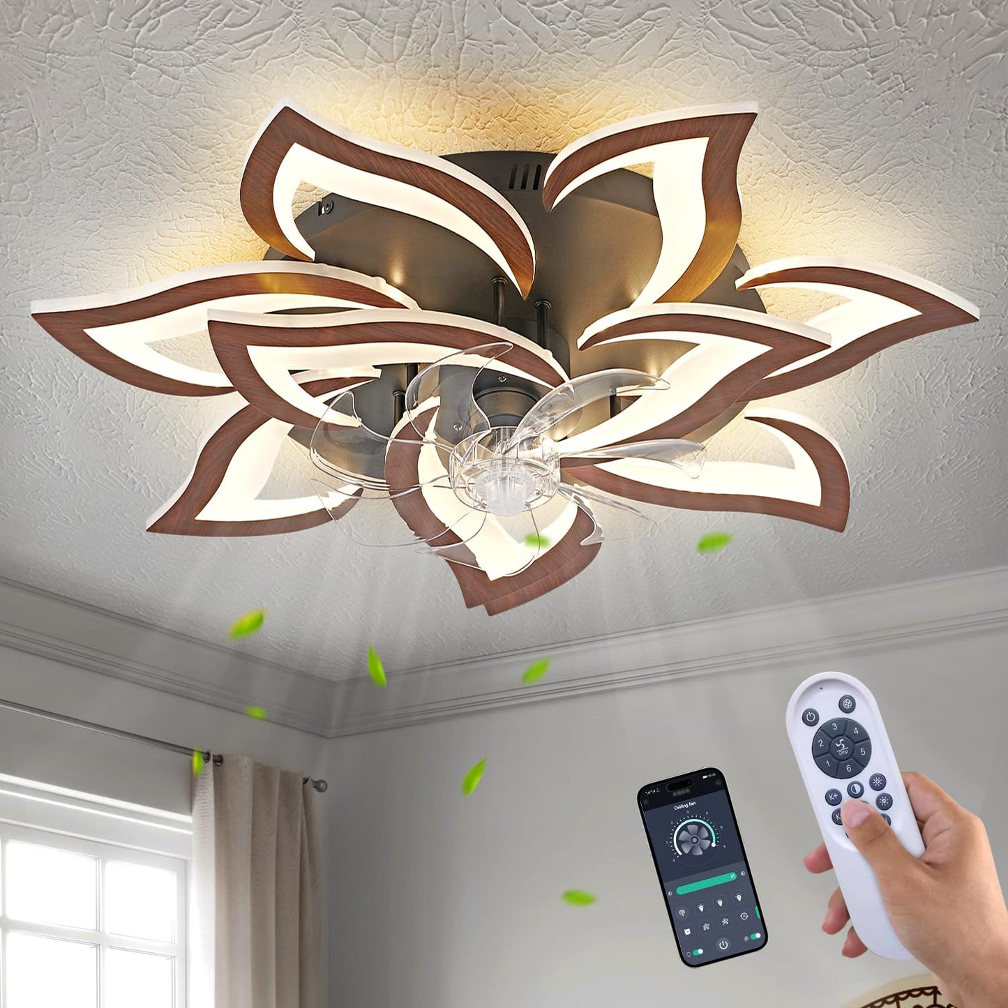 32" Black Ceiling Fan with Light