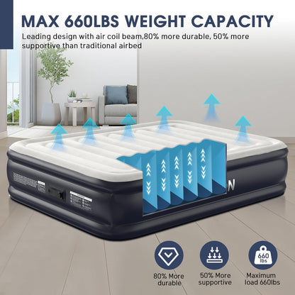 18" Queen Air Mattress with Built-In Pump