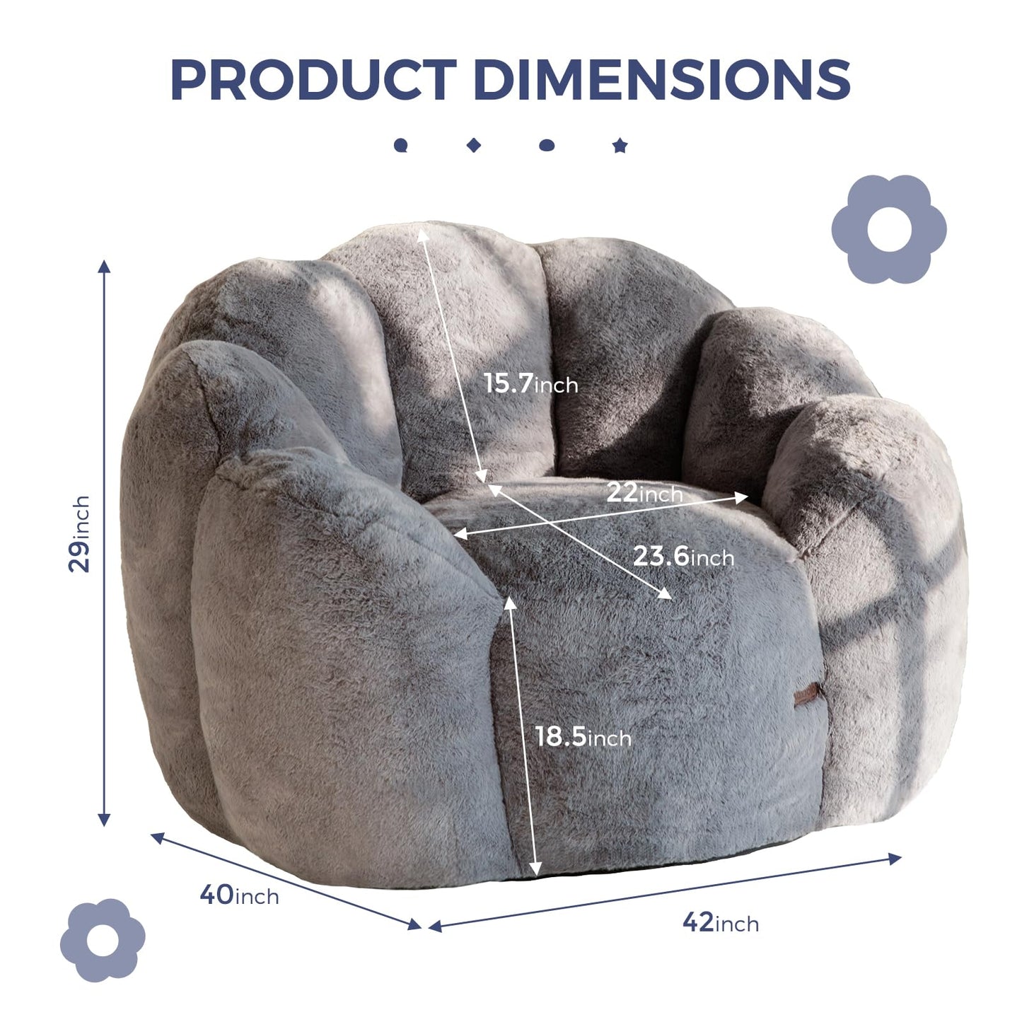 MAXYOYO Floral Bean Bag Chair – Beige