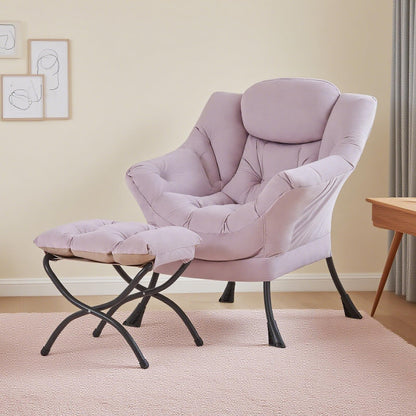 Tiita Velvet Lounge Chair with Ottoman