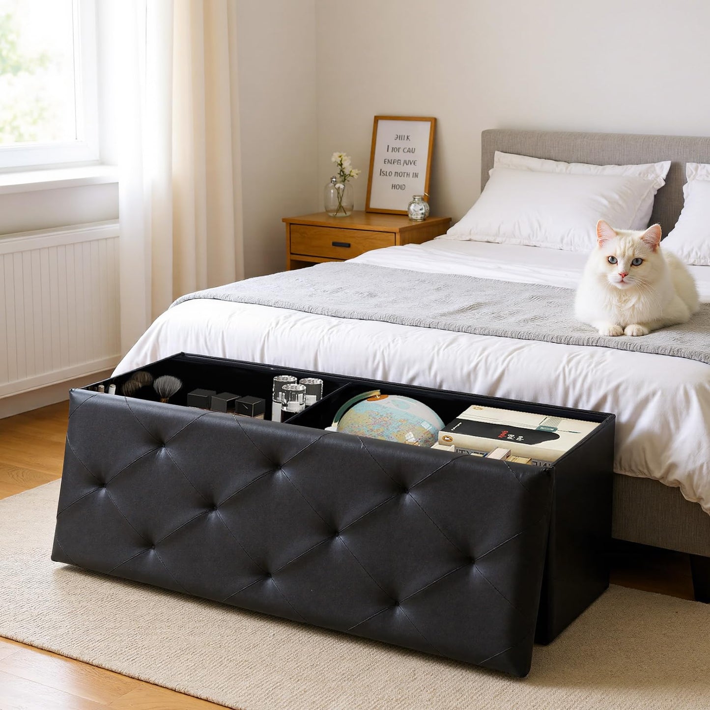 DUMOS 30" Foldable Storage Ottoman Bench