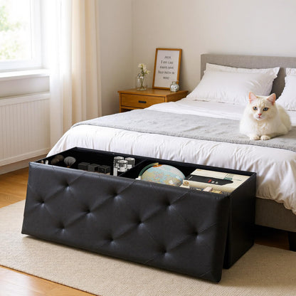 DUMOS 30" Foldable Storage Ottoman Bench