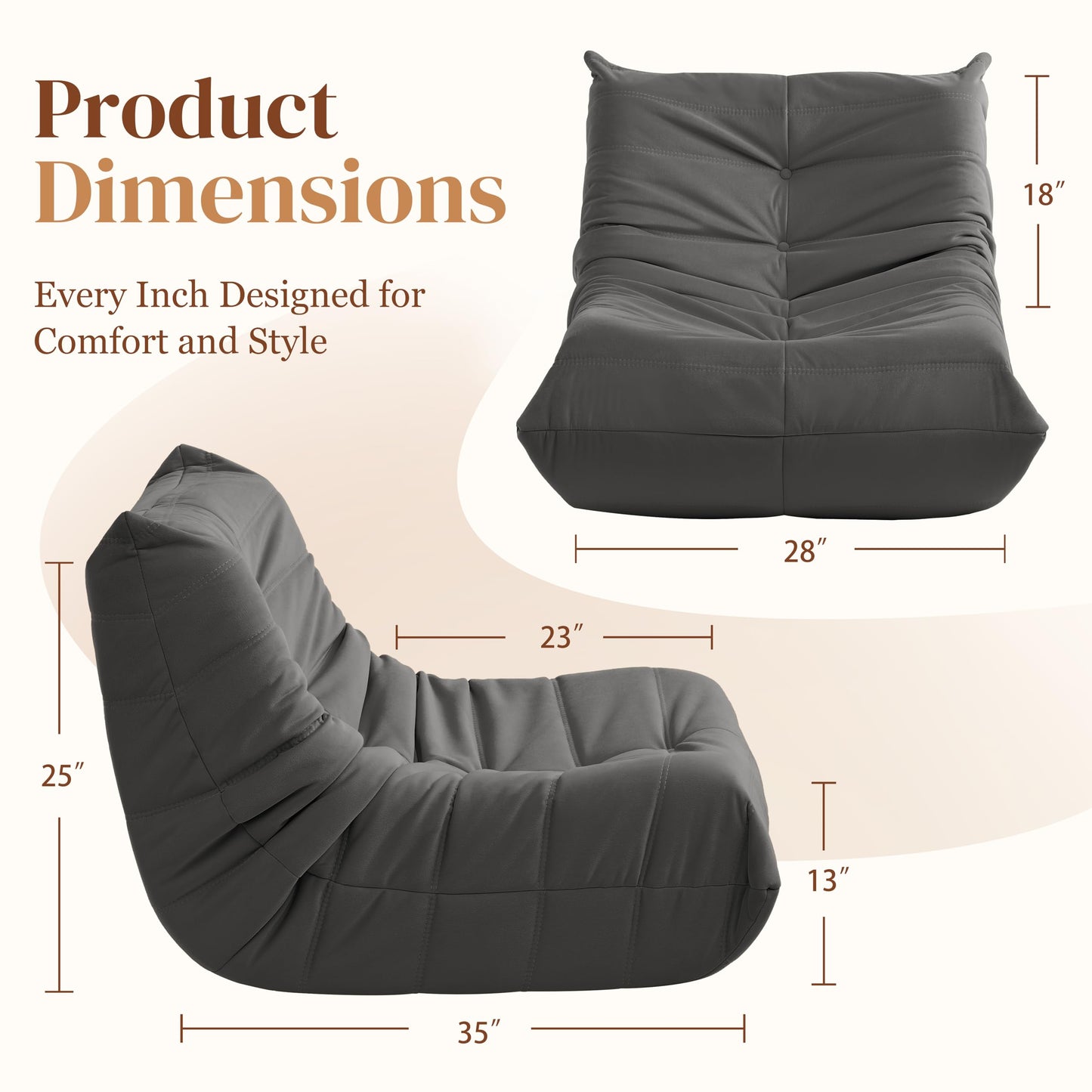 Dark Gray Bean Bag Chair