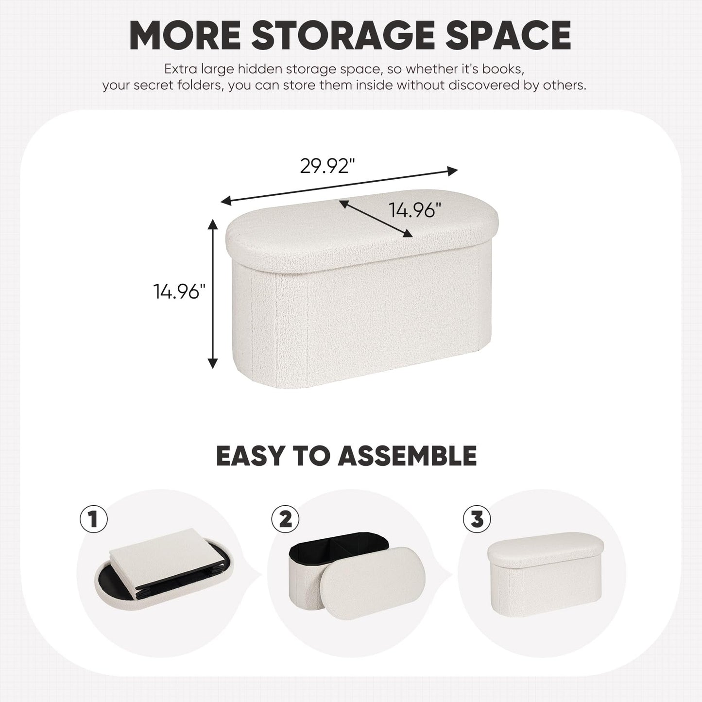 FSOBEIIALEO 43.3" Sherpa Storage Ottoman Bench