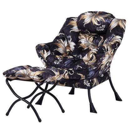 Tiita Velvet Lounge Chair with Ottoman