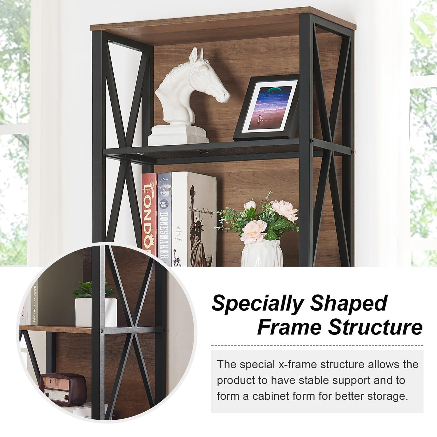 HOMISSUE 7-Tier Rustic Bookshelf