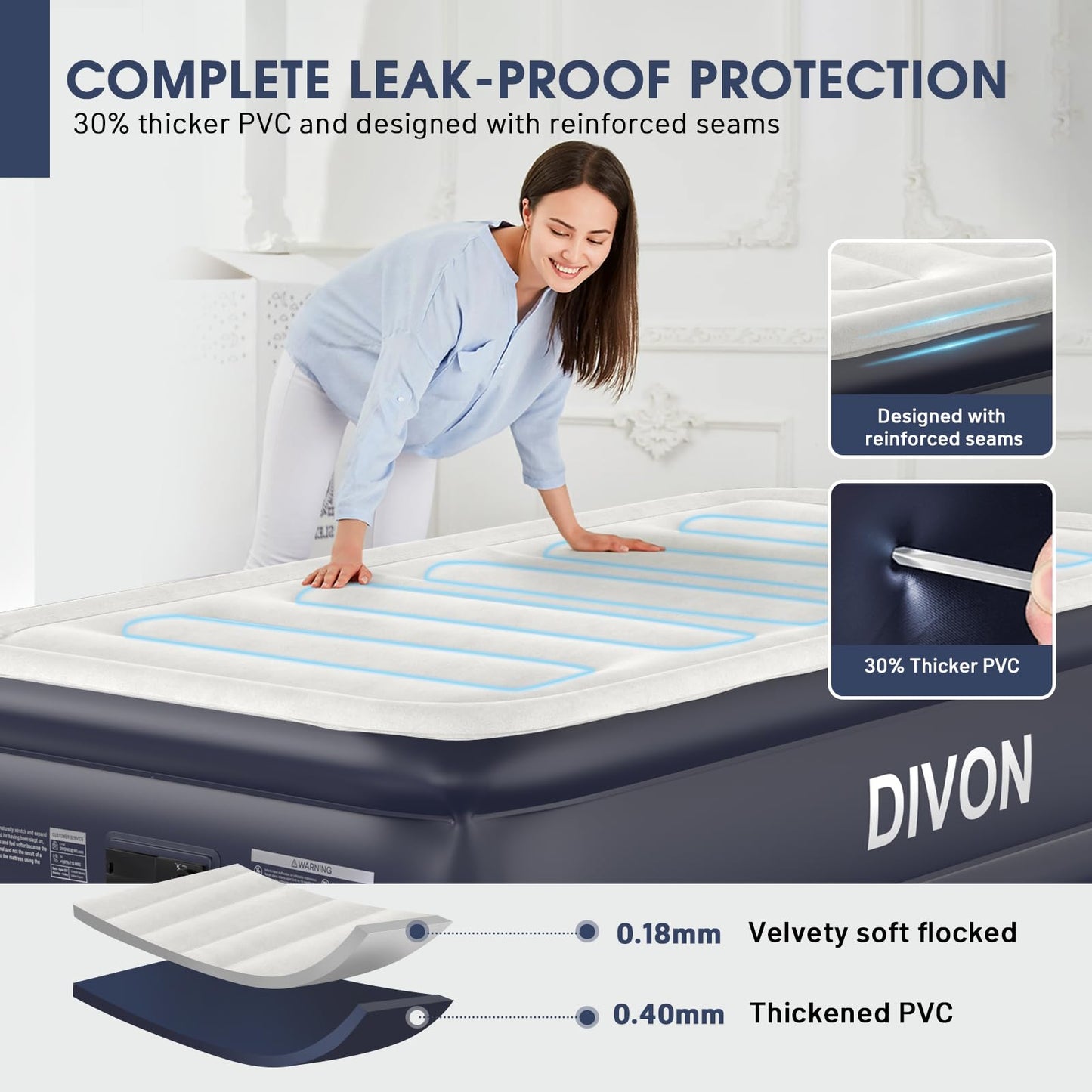 18" Queen Air Mattress with Built-In Pump